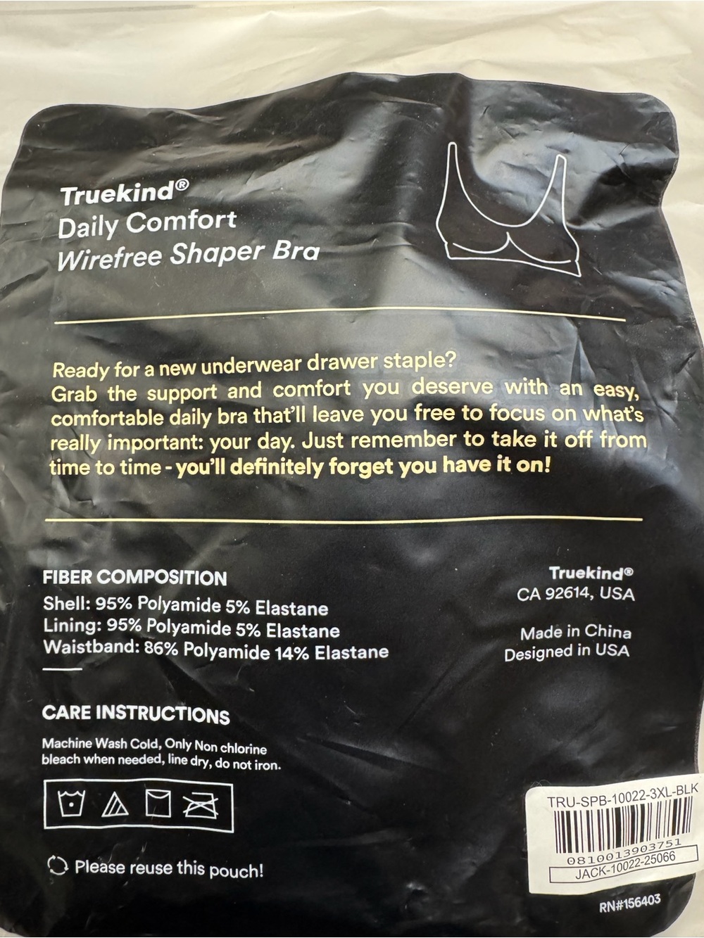 Daily Comfort Wirefree Shaper Bra - Black size 3XL - Picture 2 of 2